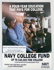 1990s Original Recruiting Propaganda US NAVY College Fund GI Bill Poster 14