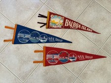 3 Vintage Pennant Lot Felt California San Diego Balboa Island Beach picture