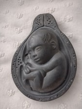 Parke-Davis TABRON 1950s Vintage Pharmaceutical Pewter Fetus Paperweight VGC 2# picture