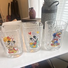 vintage McDonald's Walt Disney Millennium 2000 Mickey Mouse square glass cups. picture