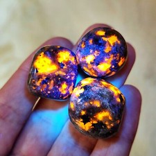 3pcs Natural Yooperlite Tumbled Polished Flame Stone UV Reactive Fire Stone picture