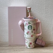 Starbucks China 2026 Rose Garden SS Straw Tumbler 30oz w/ Mini Cup Charm Limited picture