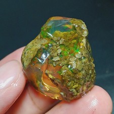 81.80 Ct Mexican Fire Opal Rough with Bold Green Fire & Matrix – Code A-6 picture