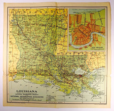 1930 National Geographic Louisiana Map Vintage New Orleans Inset Original picture