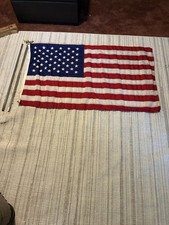 Vintage Flagg’s Unlimited 3x5 USA American Flag Pole Brass Eagle Set picture