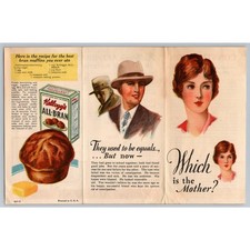 1920s 30s Kellogg's All Bran Cereal Flyer Brochure With Muffin Recipe Leaflet picture