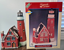 Vtg 1997 Lemax Plymouth Corners Rocky Point Lighthouse Porcelain Lighted #75245 picture