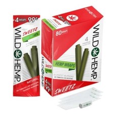 Wild H. Natural Wraps Rolling Papers 80 Total Wraps 20 Pouches / 4 Per (Sweetz) picture