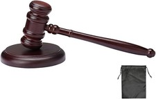 Black Gavel and Block, Handcrafted Wooden Set for Judge, Lawyer, Student, Auc. picture