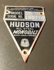 Rare Hudson All Steel Monobilt Model 5B Metal badge, tag. BUY IT NOW. picture