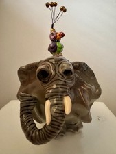 SWAK Flossie Sugar Jar - VINTAGE Funny Elephant And Cockatoo, Characurtures. picture