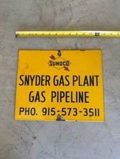Sunoco Snyder Gas Plant Gas Pipeline PORCELAIN SIGN 12” x 10” picture