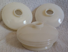 VTG/Antique Art Deco Custard Glass Shade Sconce Light Lamp Disk Set of 3 picture