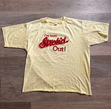 Vintage 1982 Schlitz “I’ve Been Stroh’d Out” Graphic T-Shirt Cropped Size XL picture