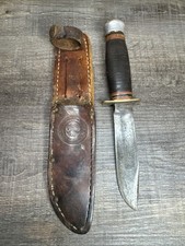 Vtg Marble's Hard leather Knife Gladstone Michigan USA Original Boy Scout Sheath picture