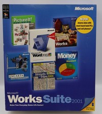 Microsoft Works Suite 2001 Word 2000, Picture It, Encarta, Money ++ - NEW SEALED picture