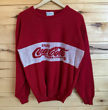 Vintage 80s Coca-Cola Enjoy Coke Red/White Knit Sweater Men’s L Made USA picture