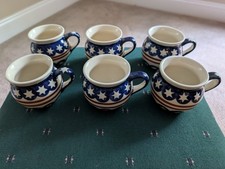 Six Vintage Authentic Polish Pottery Cappacino Bubble Mugs DISCOUNTED picture