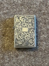 Vintage 800 Silver Engraved Cigarette Lighter w/ Early Zippo Insert 2032695 picture
