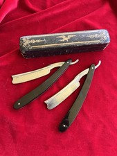 Antique Wade & Butcher Two Day Cased Frameback Straight Razor Set PATRIOTIC picture
