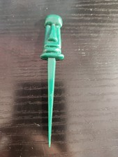Vintage Kahiki Moai Head Swizzle Stir Stick Tiki Barware Green 3.75