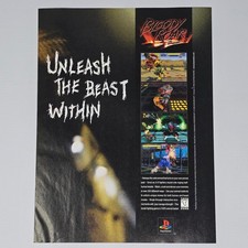 Bloody Roar PlayStation 1 PS1 Unleash The Beast Print Ad/Poster picture
