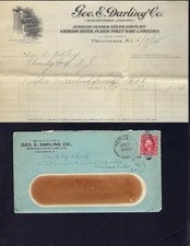 1915 Geo. E. Darling Co. Providence RI Billhead & Envelope – Jewelry Silversmith picture