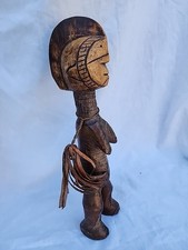 Authentic Hand-Carved African Tribal Fertility Figure – Solid Wood Leather picture