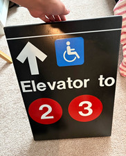 NYC MTA 2&3 TRAIN METAL ELEVATOR SIGN picture