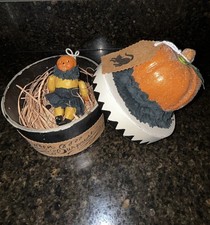 2006 Nicol Sayre Halloween Surprise Box + Mini Pumpkin Man Ornament Inside LOOK picture