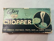 VTG Foley Chopper  3 Stainless Blades Green Handle Made USA  in original box picture