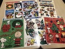 VTG 1998-1999 Set of 6 Christmas Window Clings, Peanuts, Looney Tunes, Rugrats picture