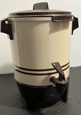 Vintage West Bend Coffee Percolator MadeIn USA Almond & Brown With Spigot Tested picture