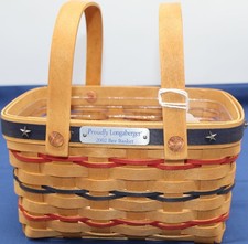 Longaberger 2002 Proudly Bee Basket Protector Red Blue Patriotic picture