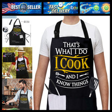 Grilling Aprons for Men,Cnavas Corss Back with Large Pockets Adjustable Chef Apr picture