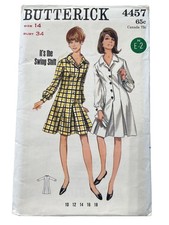 Vintage 60s Butterick 4457 Dress Sewing Pattern Size 14 Bust 34 Retro UNCUT picture