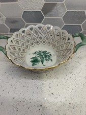 Vintage Herend Chinese Bouquet Weave Porcelain Basket LARGE picture