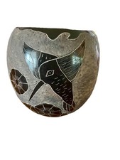 DAN TAFOYA SantaClaraPueblo Sgraffiti Pottery HummingBird/FlowerPot Signed H6.5” picture