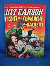 KIT CARSON FIGHTS THE COMMANCHE RAIDERS 3  F VF GOLDEN AGE WESTERN AVON 1951 picture