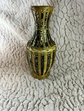 VTG Chinese woven bamboo Vase d/ with gold paint Porcelain liner Zhejiang 8