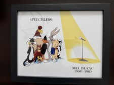 💚 Mel Blanc Speechless 14 x 11 tribute Warner Bros print NEW Frame Glass picture
