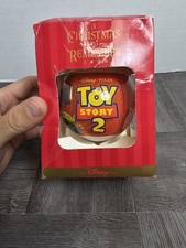 DISNEY PARK 1999 TOY STORY 2 BUZZ WOODY JESSIE GLASS BALL CHRISTMAS ORNAMENT NEW picture