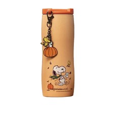 NEW Starbucks x Peanuts 2026 SS Pumpkin Peanuts Flowline Tumbler 473ml W/ Charm picture