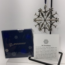 2024 Boeing Jet Snowflake Nickle Plated Ornament picture