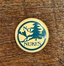 Vintage 1979 “No Nukes” Donnelly/Colt Pin back Button Anti-Nuclear Movement picture