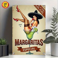 2D Flat, 12-inch Aluminum Decorative Tin Metal Signs Plaque - Vintage Margarita  picture