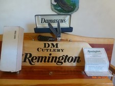 Remington 1998 R1173-D Engraved Damascus Sterling Silver Baby Bullet Knife #085 picture