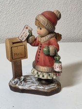 ANRI Limited Edition Hand Painted Wood Christmas Girl at Mailbox Figurine 4 
