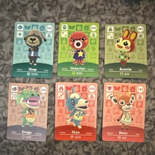 Nintendo Animal Crossing amiibo Cards Lot of 6 Shep Octavian Bunnie Drago Skye picture
