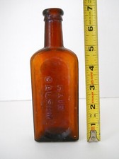 Antique Parker's Hair Balsam Amber Bottle New York  6.75